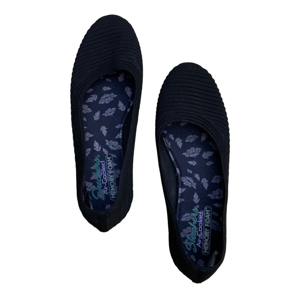 Skechers Women’s Casey-Engineered Textured Knit Skinner Ballet Flat Black Size 9